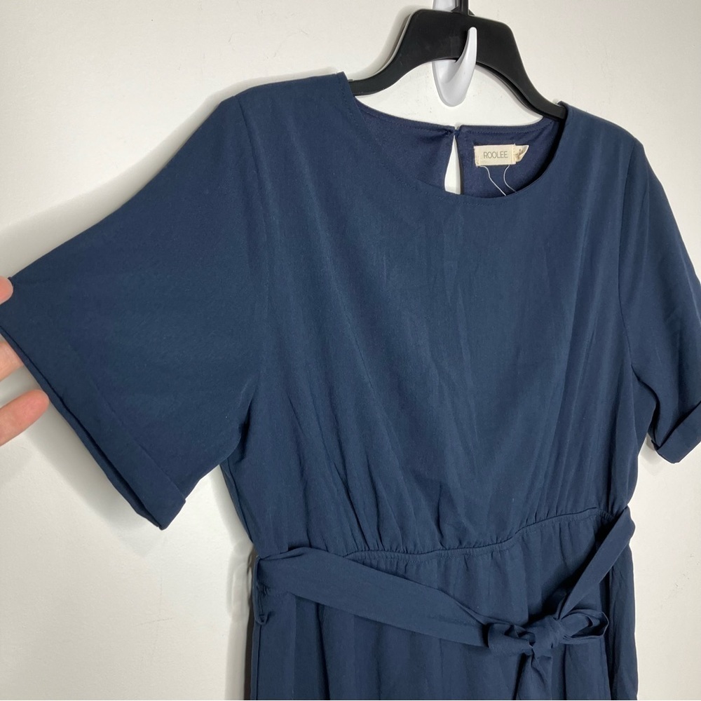 Roolee faux wrap dress navy blue‎ size large